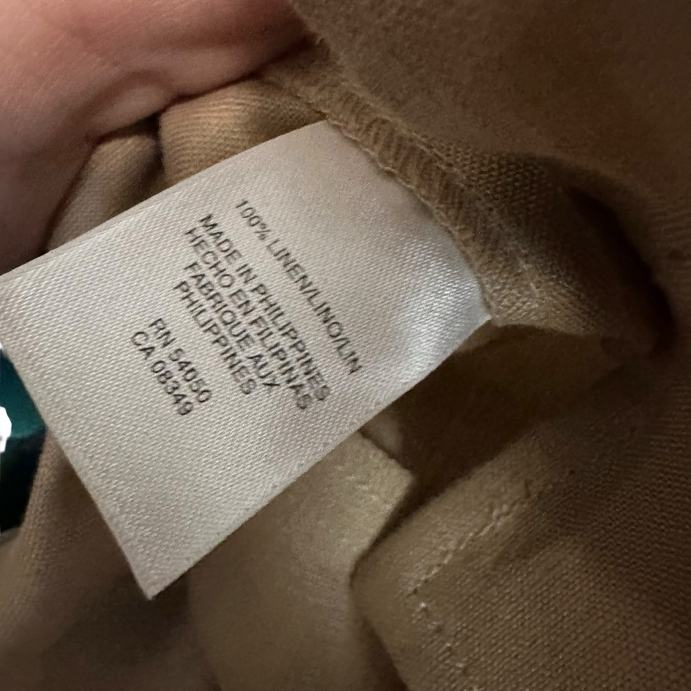 Jones NY Tan Linen Button Down Top Size Medium - Picture 5 of 5
